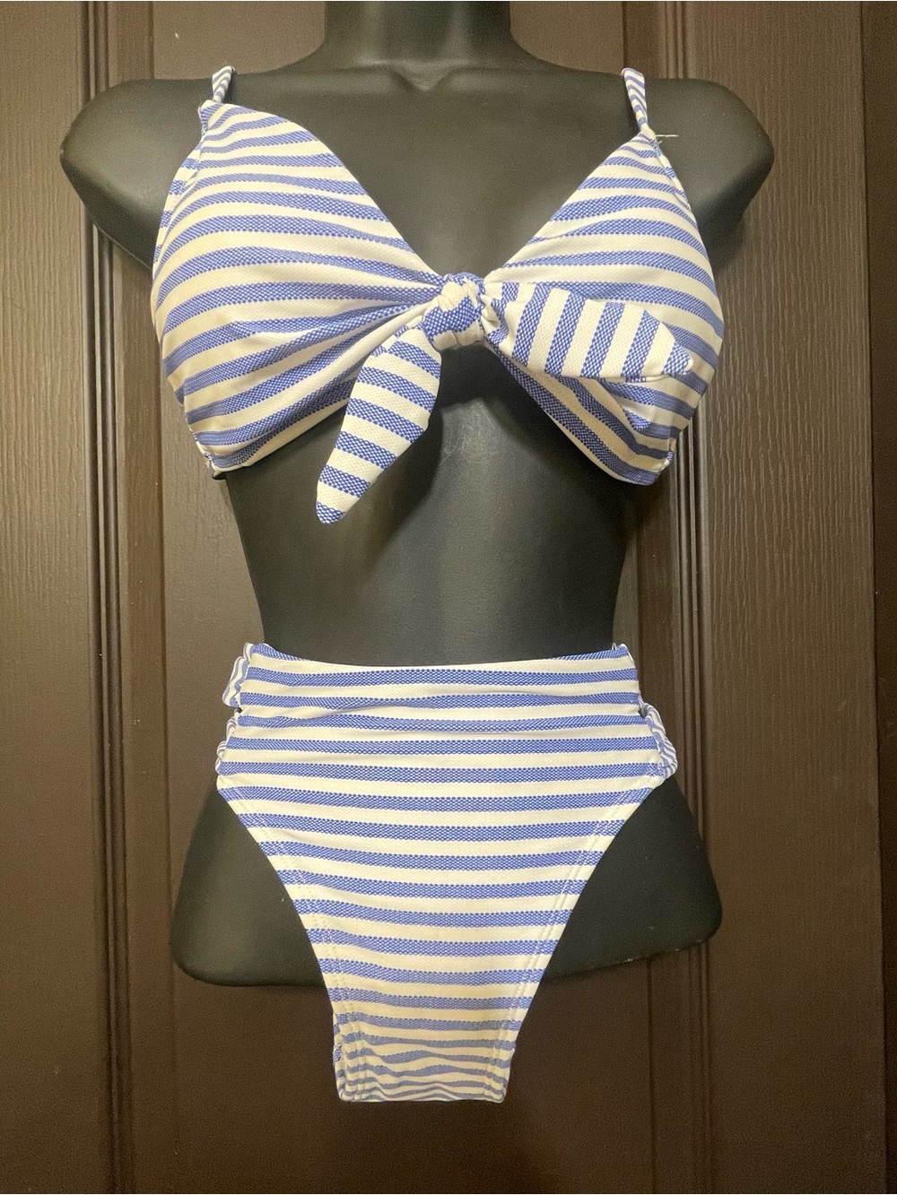 Nautical vibe Striped Tie-Front Bikini Set High waisted Super flattering  small
